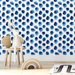 Wallpaper Peel and Stick Wallpaper Removable Wallpaper Home Decor Wall Art Wall Decor Room Decor / Blue Dots Watercolor Wallpaper - D934