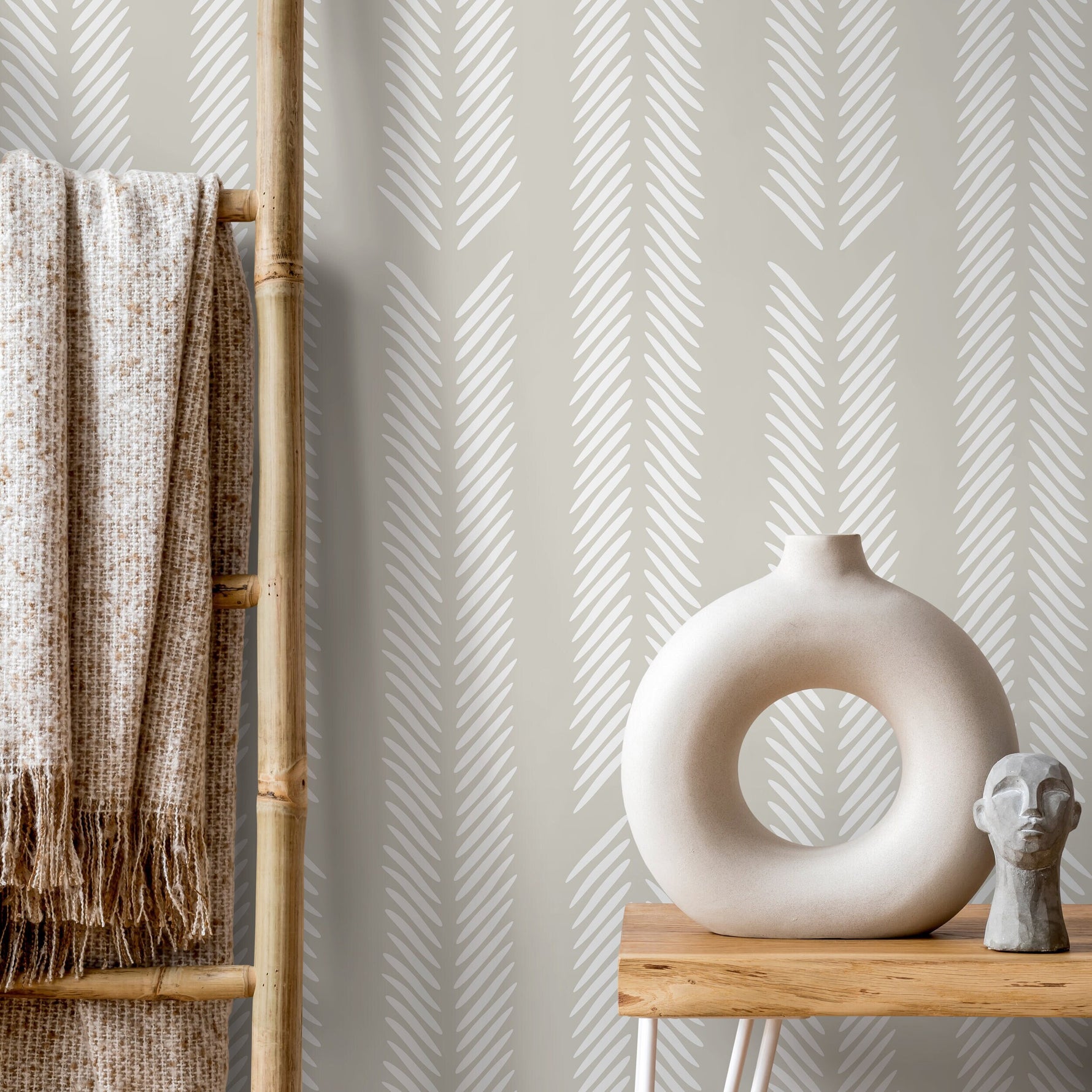 Neutral Herringbone Wallpaper Minimalist Wallpaper Peel and Stick and Traditional Wallpaper - D800