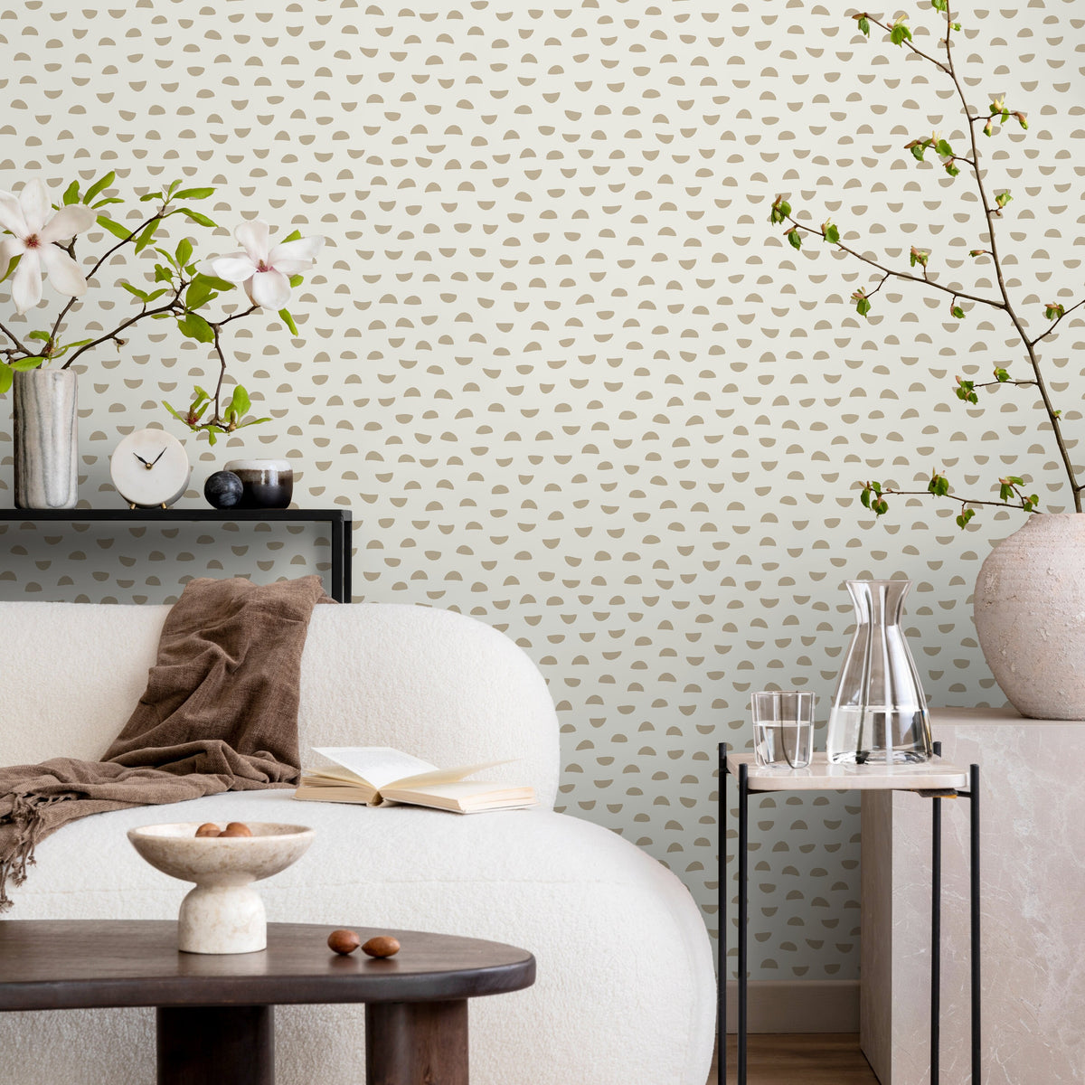 Wallpaper Peel and Stick Wallpaper Removable Wallpaper Home Decor Wall Art Wall Decor Room Decor / Beige Polka Dot Wallpaper - C588