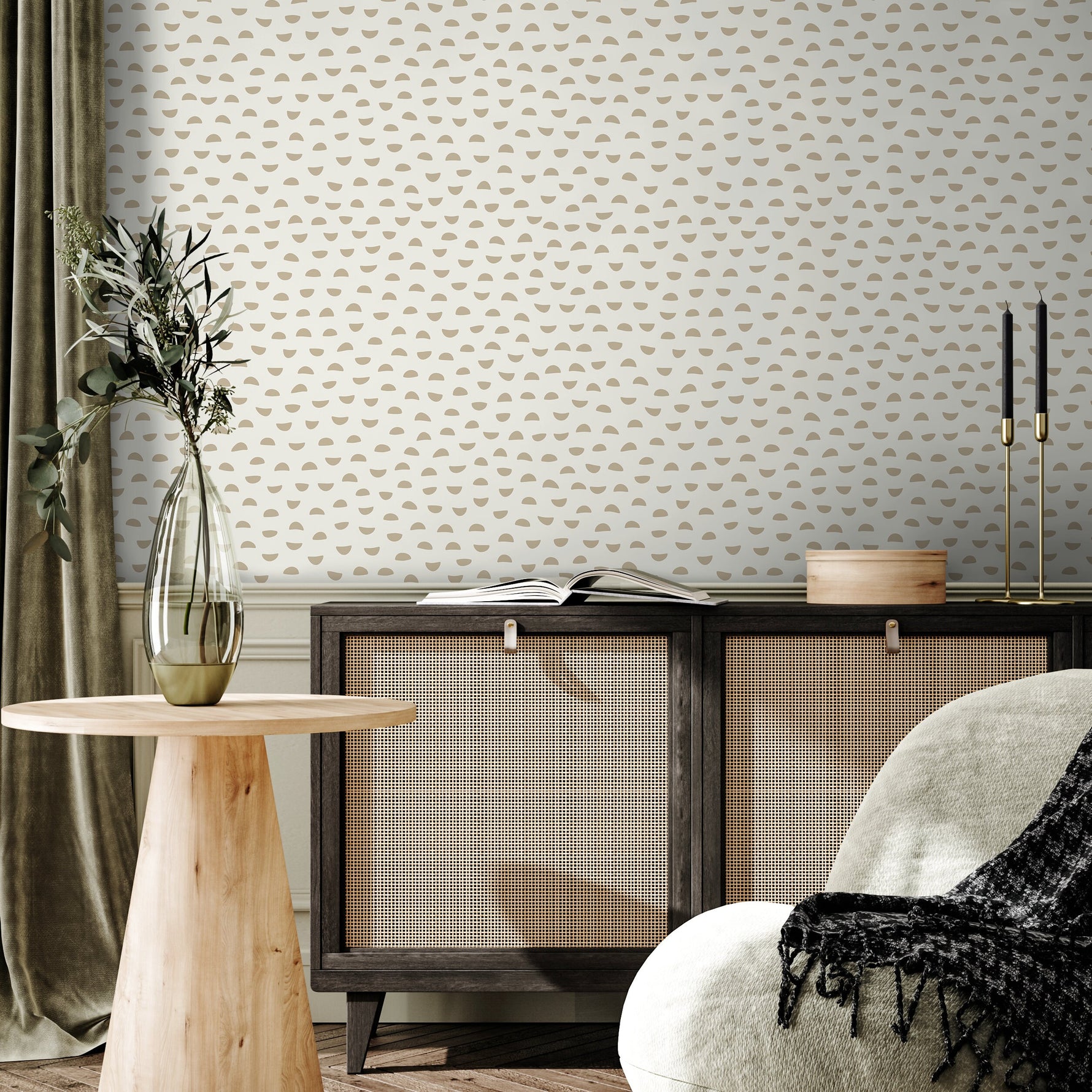 Wallpaper Peel and Stick Wallpaper Removable Wallpaper Home Decor Wall Art Wall Decor Room Decor / Beige Polka Dot Wallpaper - C588