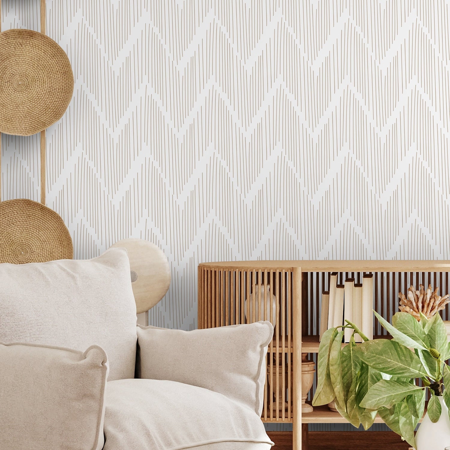 Boho Chevron Wallpaper / Peel and Stick Wallpaper Removable Wallpaper Home Decor Wall Art Wall Decor Room Decor - C999