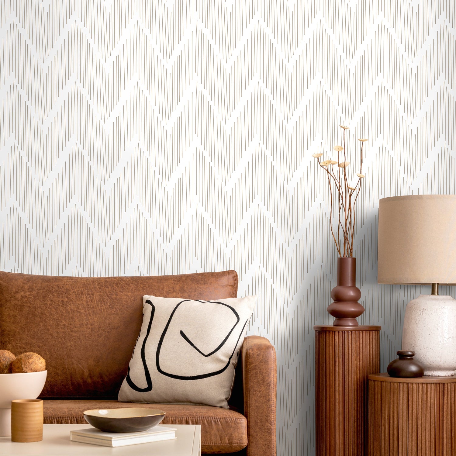 Boho Chevron Wallpaper / Peel and Stick Wallpaper Removable Wallpaper Home Decor Wall Art Wall Decor Room Decor - C999