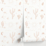 Light Arizona Wallpaper Boho Minimalist Desert Cactus Peel and Stick Removable and Repositionable or Traditiona Pre-pasted Wallpaper - ZACB