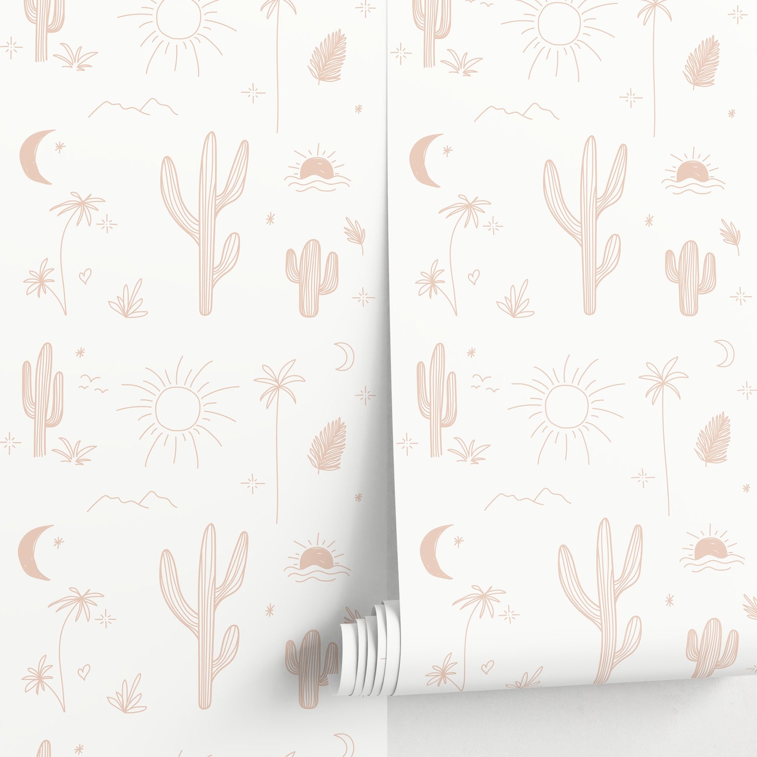 Light Arizona Wallpaper Boho Minimalist Desert Cactus Peel and Stick Removable and Repositionable or Traditiona Pre-pasted Wallpaper - ZACB