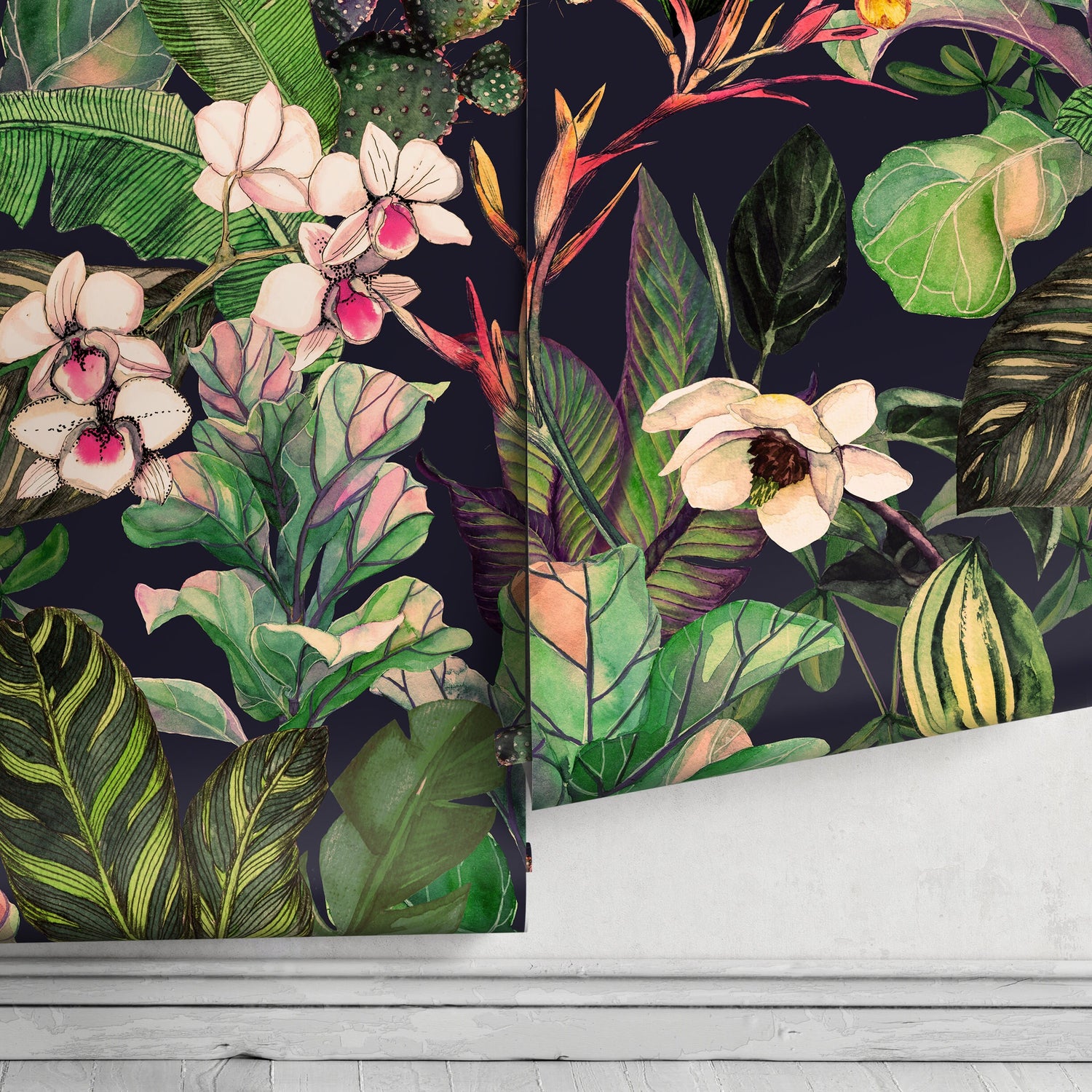 Floral Leaves Wallpaper Botanical Wallpaper Peel and Stick and Traditional Wallpaper - A470