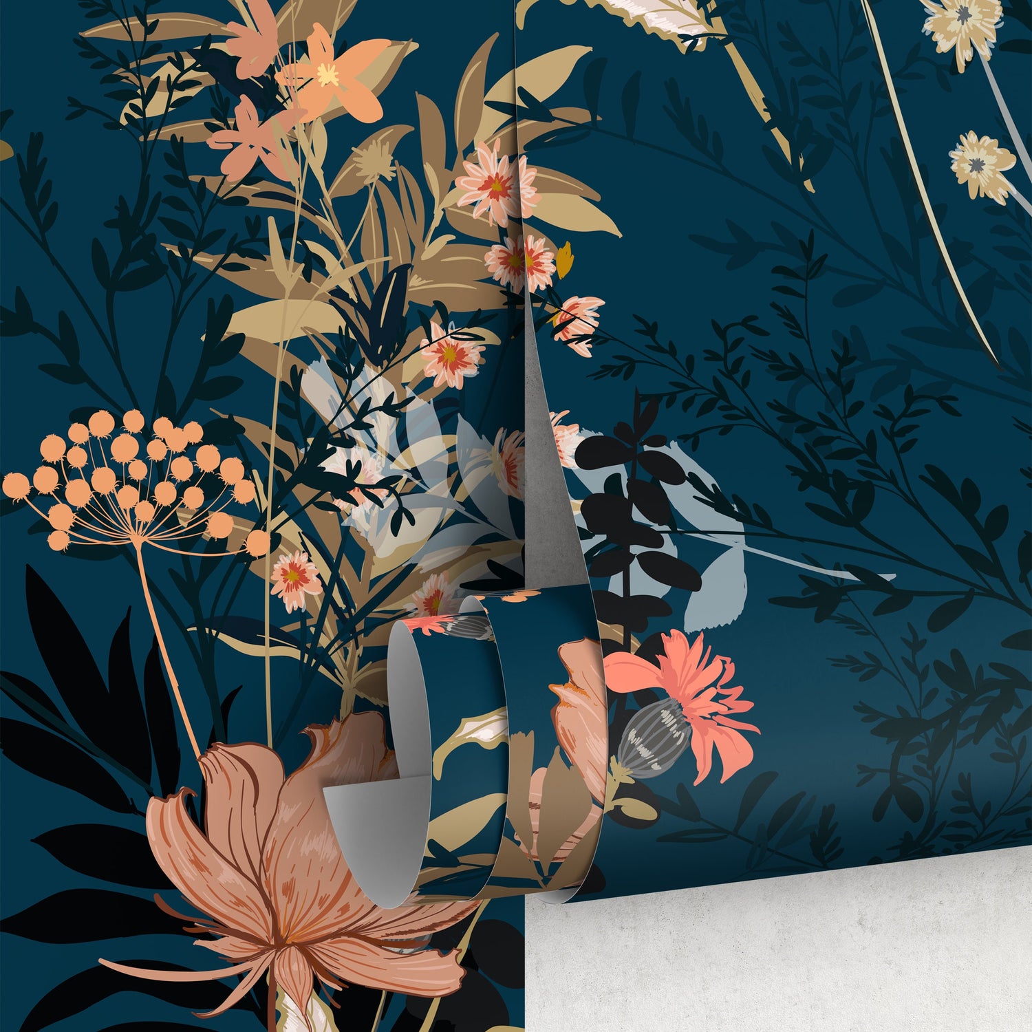 Floral Leaf Wallpaper Wildflower Peel and Stick and Traditional Wallpaper - A572