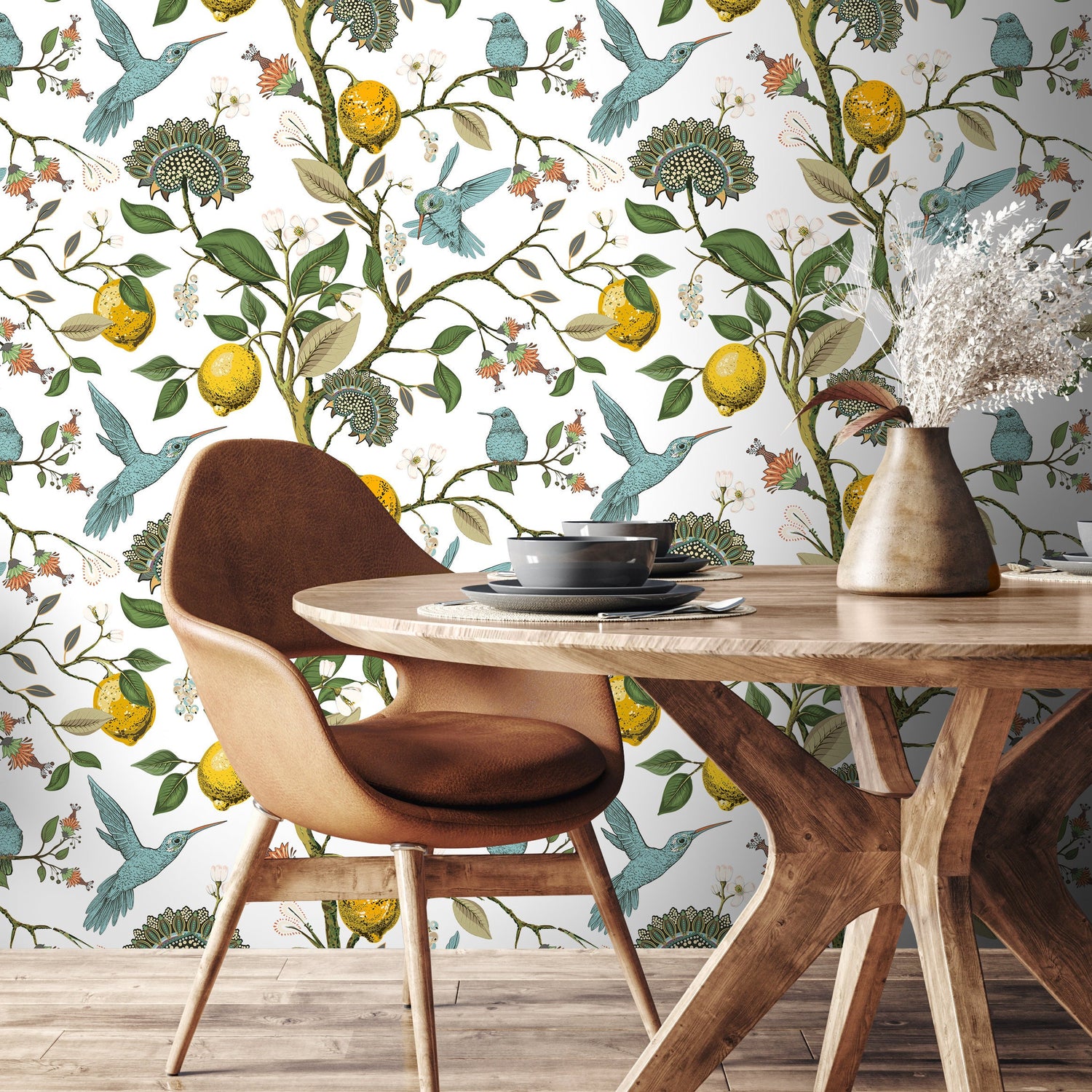 Floral Bird Wallpaper Vintage Peel and Stick and Traditional Wallpaper - A630