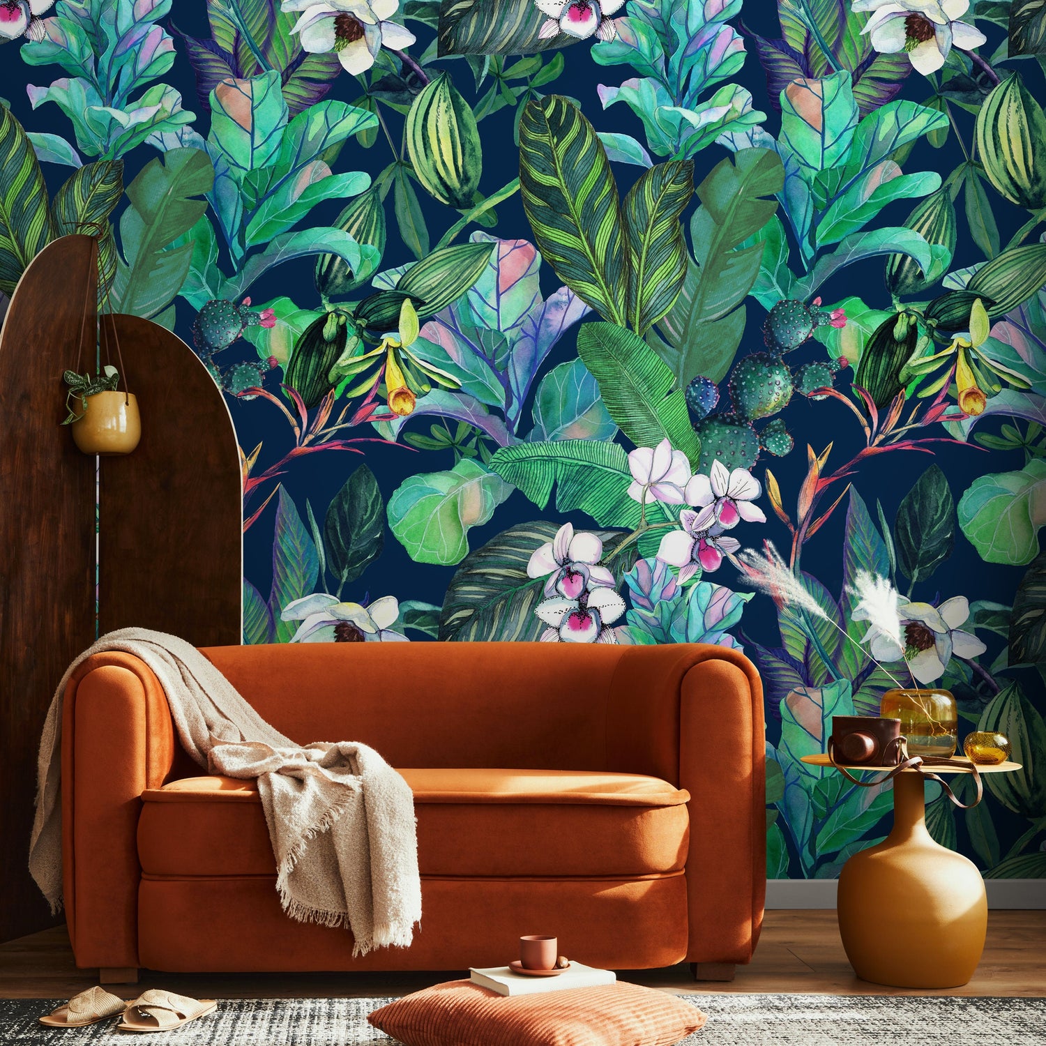 Botanical Leaves Wallpaper Tropical Peel and Stick and Traditional Wallpaper - B141