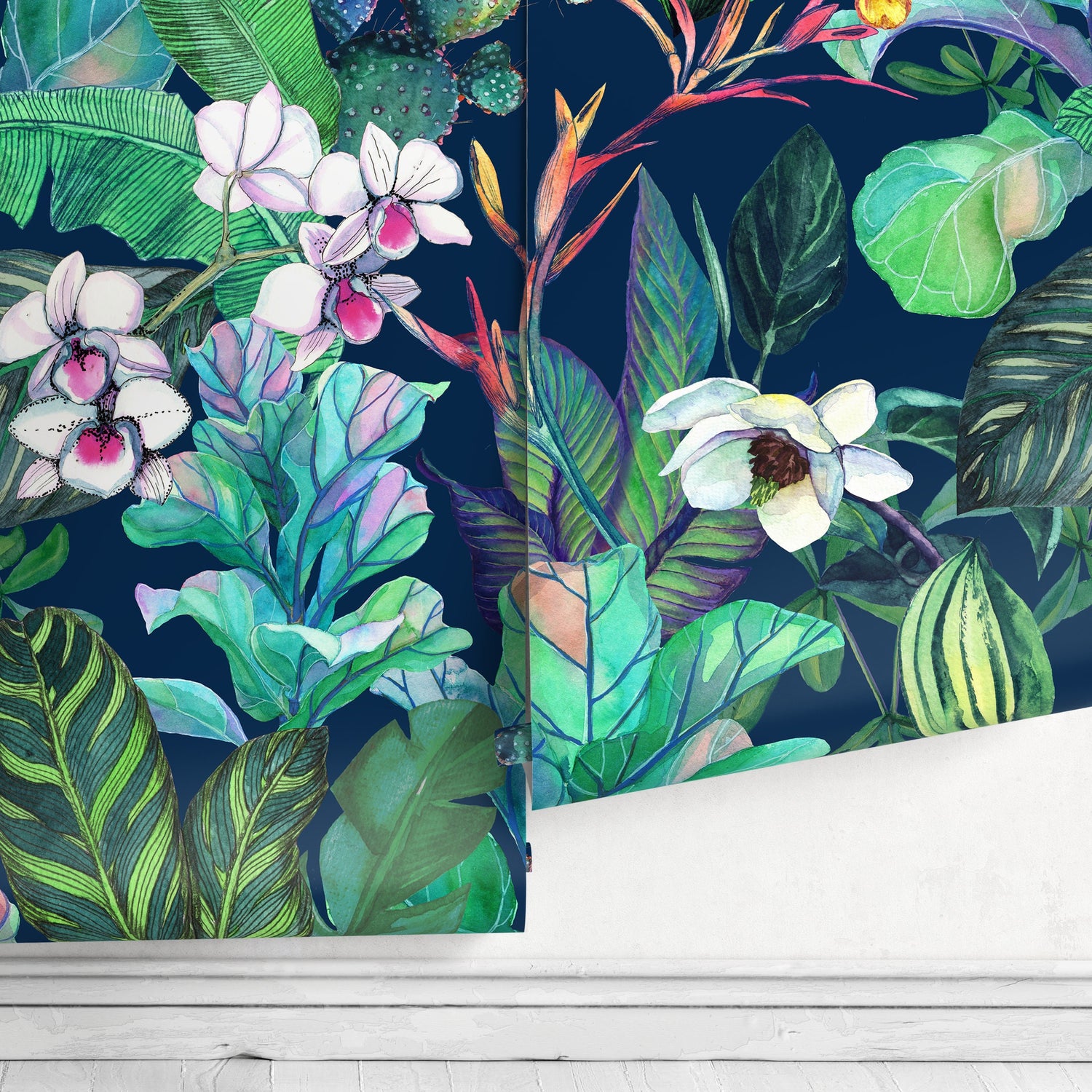 Botanical Leaves Wallpaper Tropical Peel and Stick and Traditional Wallpaper - B141