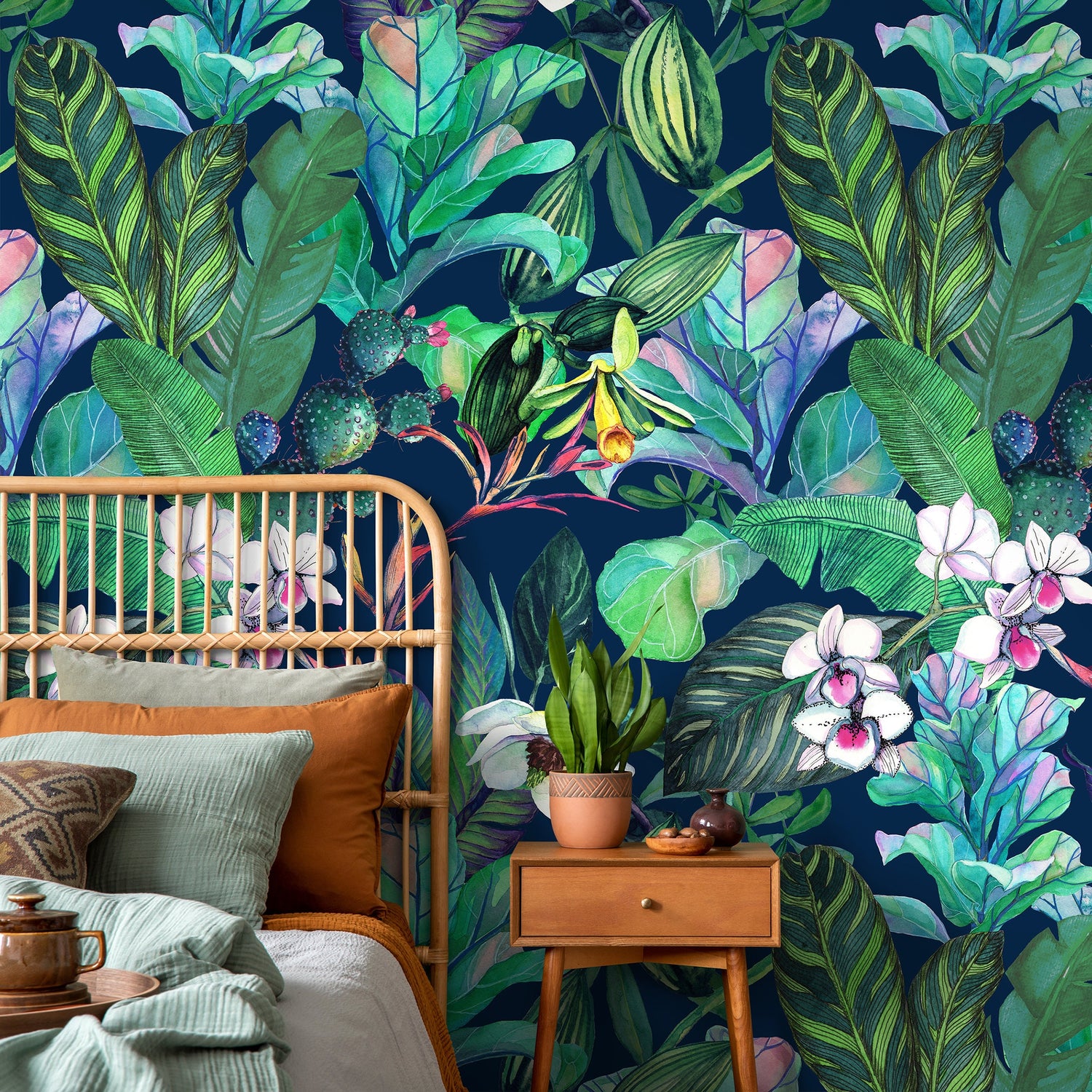 Botanical Leaves Wallpaper Tropical Peel and Stick and Traditional Wallpaper - B141