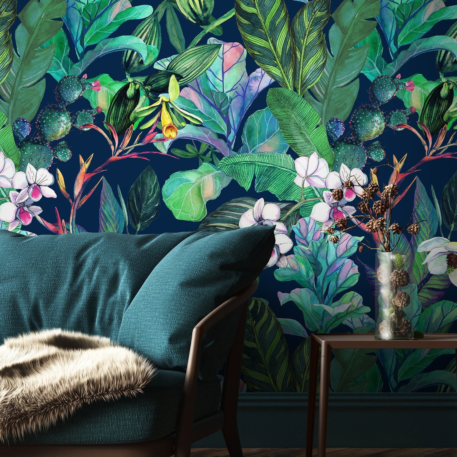 Botanical Leaves Wallpaper Tropical Peel and Stick and Traditional Wallpaper - B141