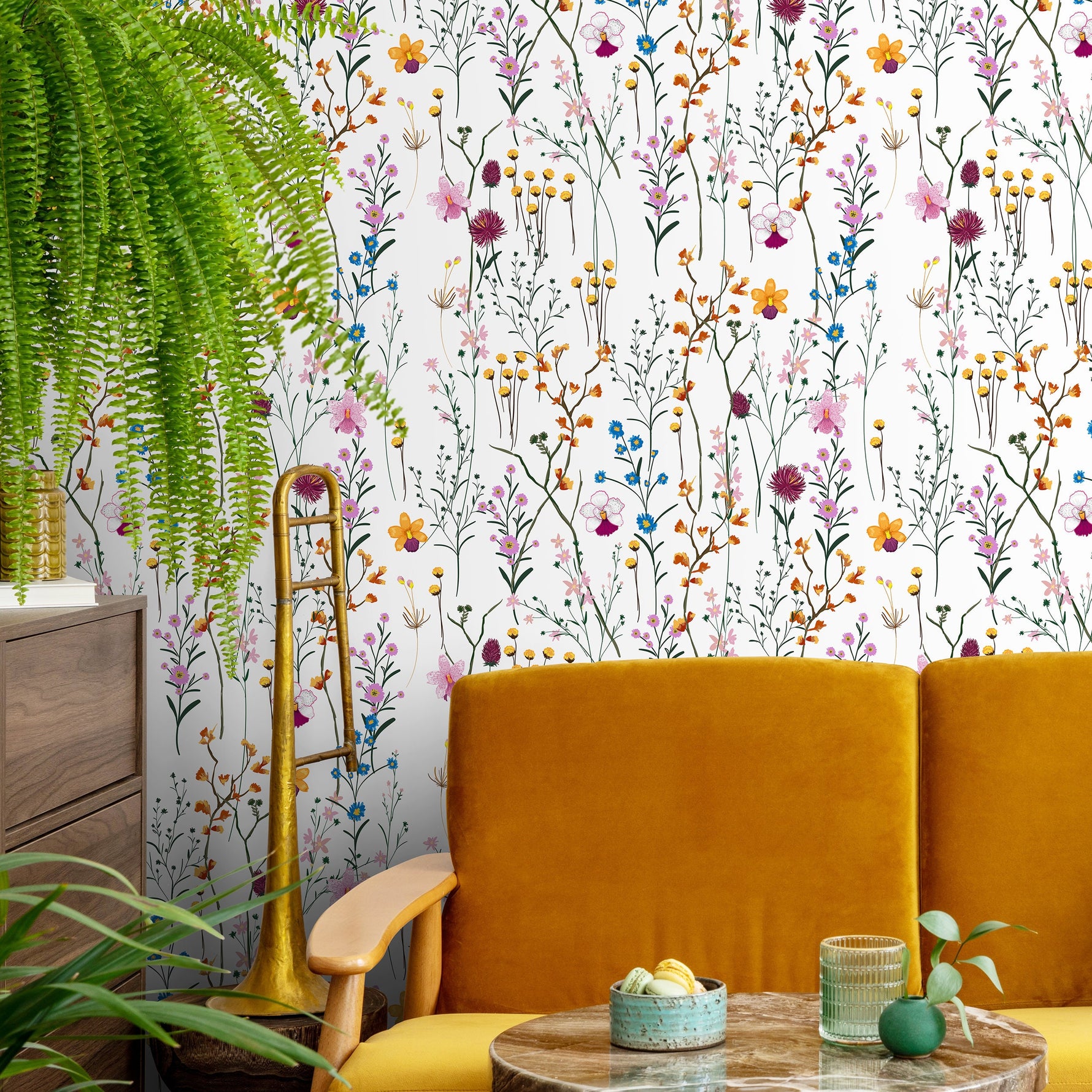 Floral Vintage wallpaper Peel and Stick and Traditional Wallpaper - B407