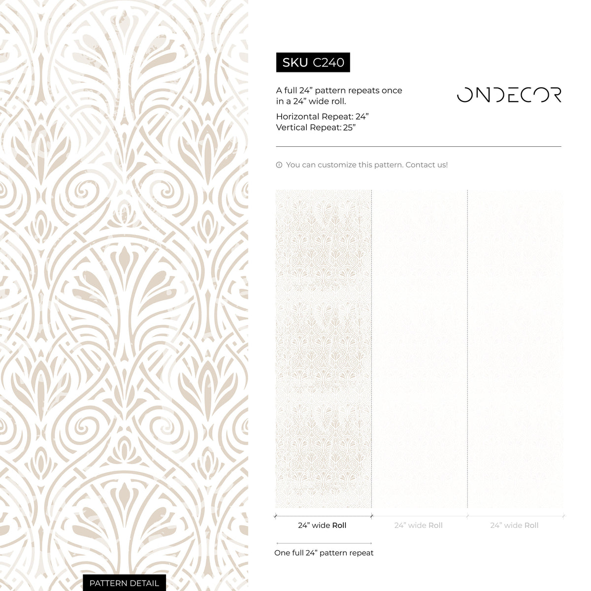 Neutral Vintage Wallpaper Peel and Stick and Traditional Wallpaper - C240