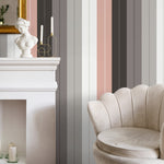 Grey and Pink Striped Wallpaper Modern Wallpaper Peel and Stick and Traditional Wallpaper - D857