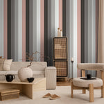 Grey and Pink Striped Wallpaper Modern Wallpaper Peel and Stick and Traditional Wallpaper - D857