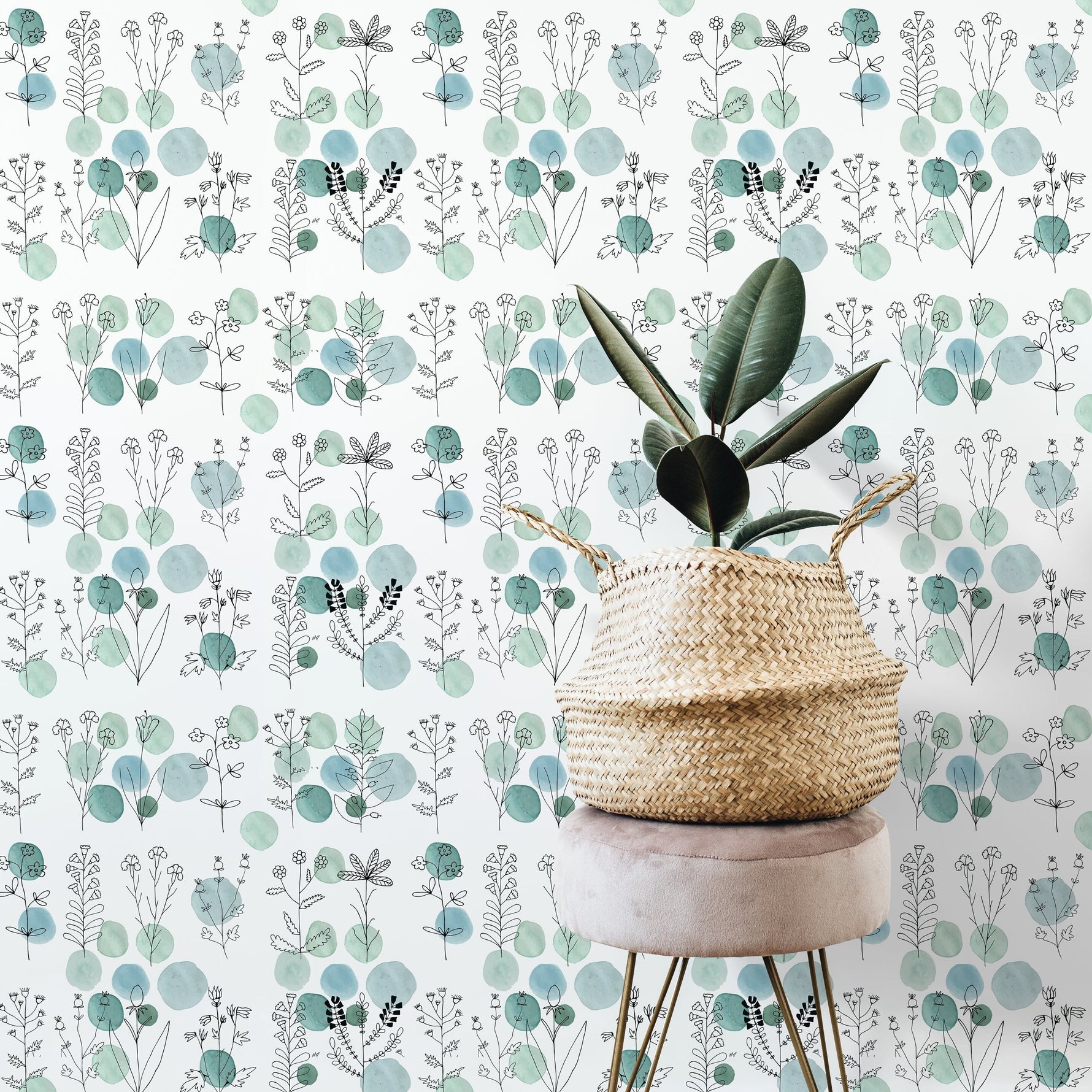 Self-adhesive Removable Wallpaper, Cactus Wallpaper, Peel and Stick Fabric Wallpaper, Custom Design Wall Mural, Wallpaper - A167