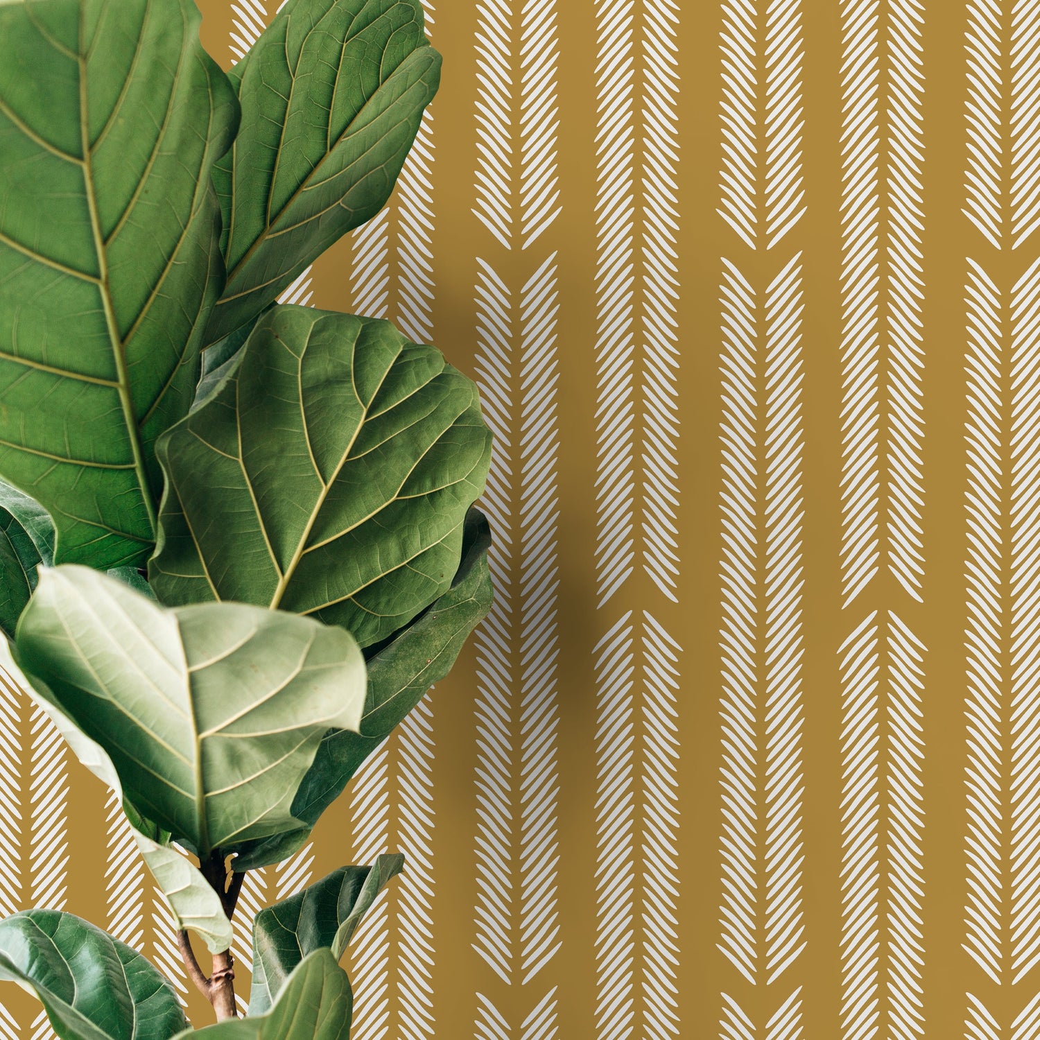 Mustard Herringbone Wallpaper Minimalist Wallpaper Peel and Stick and Traditional Wallpaper - D801