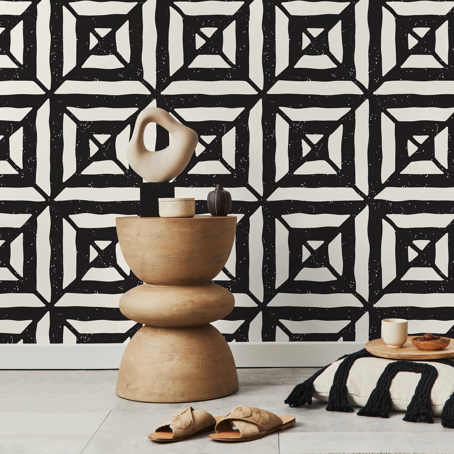 Wallpaper Peel and Stick Wallpaper Removable Wallpaper Home Decor Wall Art Wall Decor Room Decor / Black Geometric Modern Wallpaper - C375