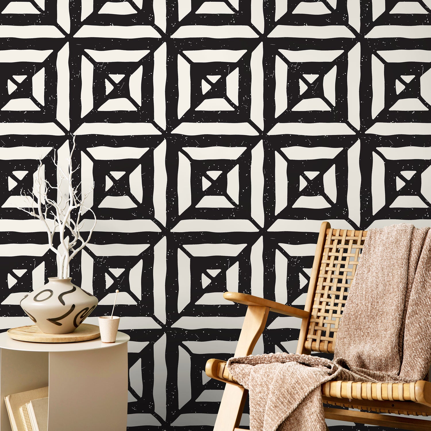 Wallpaper Peel and Stick Wallpaper Removable Wallpaper Home Decor Wall Art Wall Decor Room Decor / Black Geometric Modern Wallpaper - C375