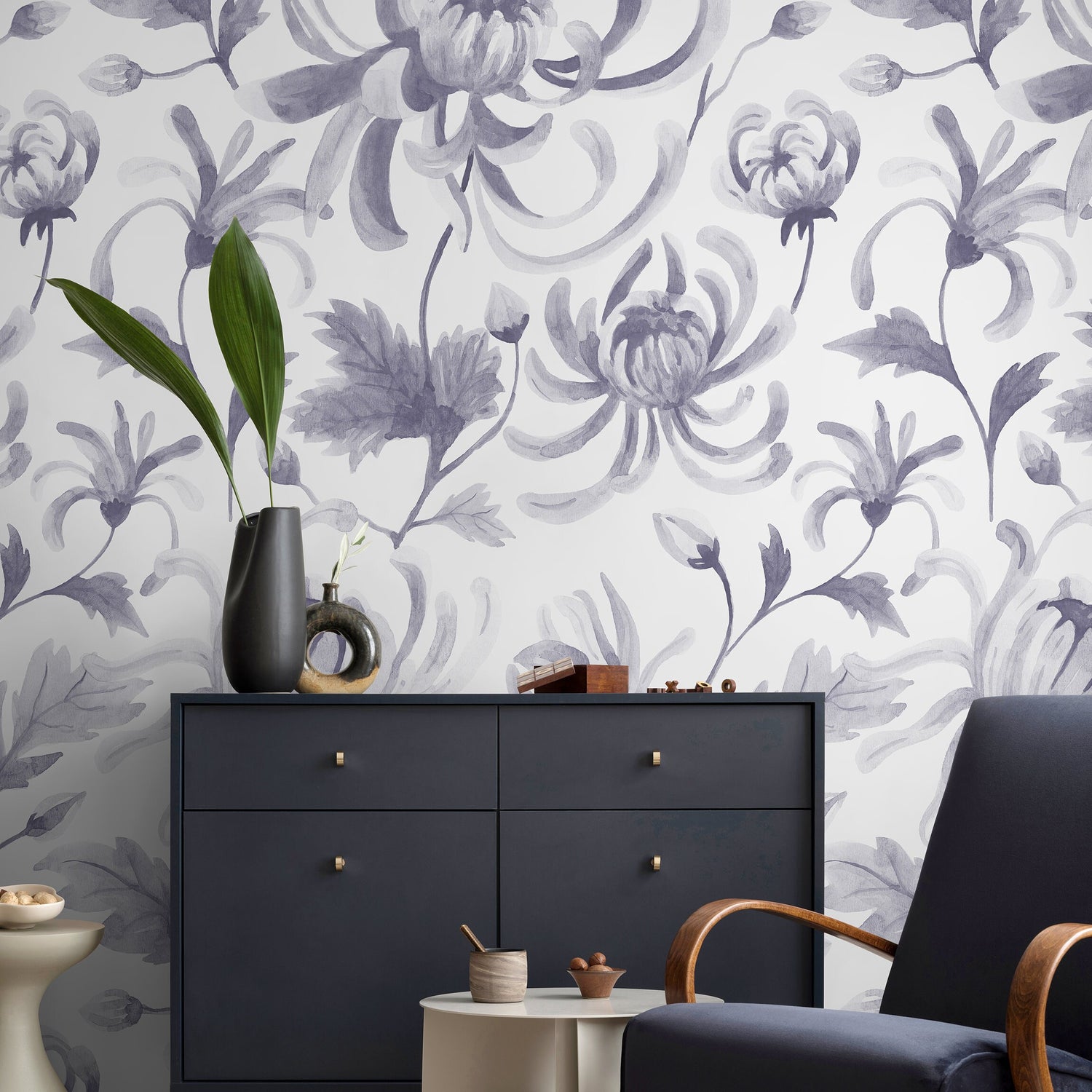 Elegant Floral Watercolor Wallpaper - C956