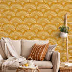 Mustard Arches Boho Wallpaper Peel and Stick and Traditional Wallpaper - B767