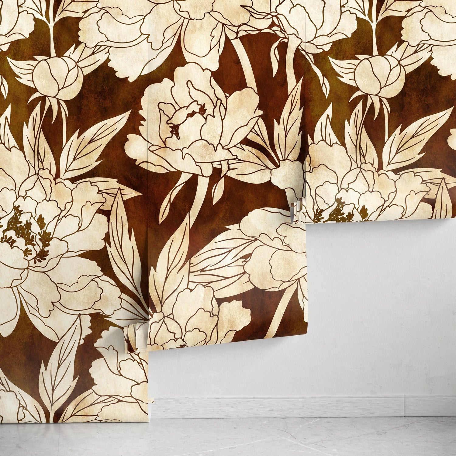 Gold Modern Floral Wallpaper Peel and Stick and Traditional Wallpaper Non-Metallic Wallpaper - C916