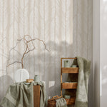 Neutral Herringbone Wallpaper Boho Wallpaper Peel and Stick and Traditional Wallpaper - D790