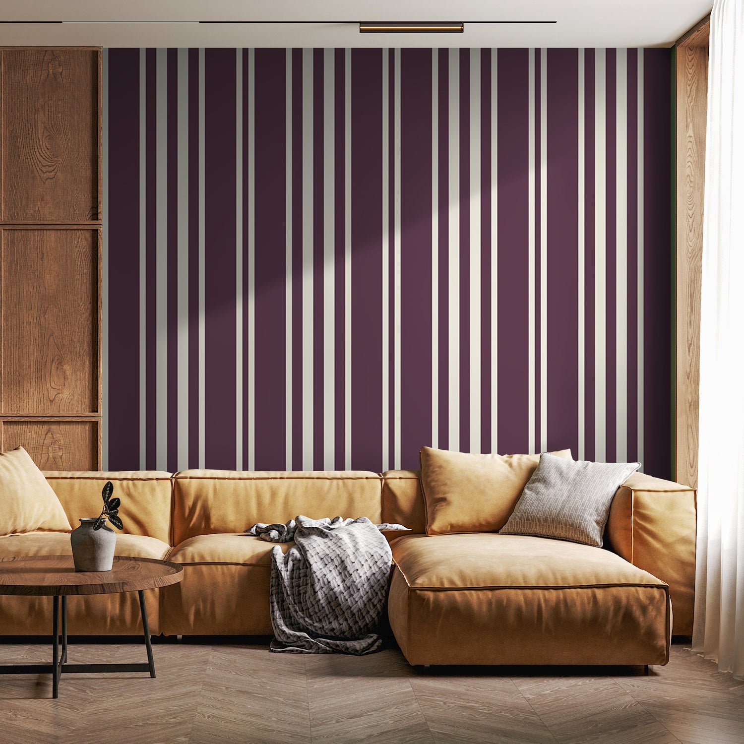 Purple Striped Wallpaper Modern Wallpaper Peel and Stick and Traditional Wallpaper - D787