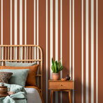 Terracotta Striped Wallpaper Modern Wallpaper Peel and Stick and Traditional Wallpaper - D789