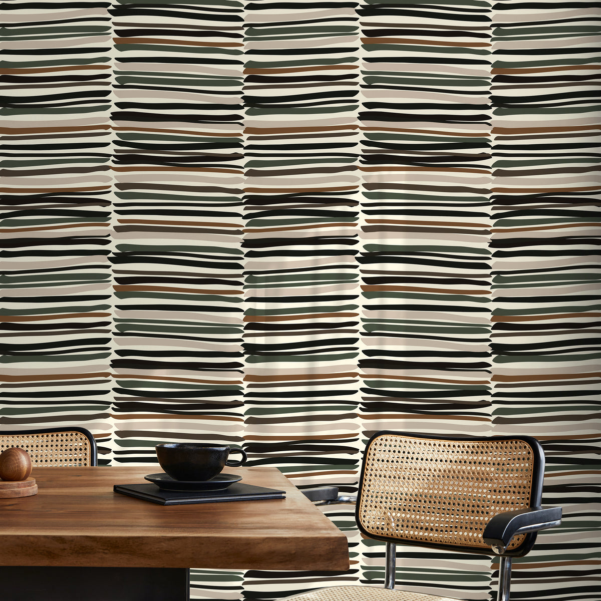 Modern Striped Wallpaper Abstract Wallpaper Peel and Stick and Traditional Wallpaper - D793