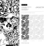 Black and White Skulls Wallpaper Dark Floral Wallpaper Peel and Stick and Traditional Wallpaper - D866