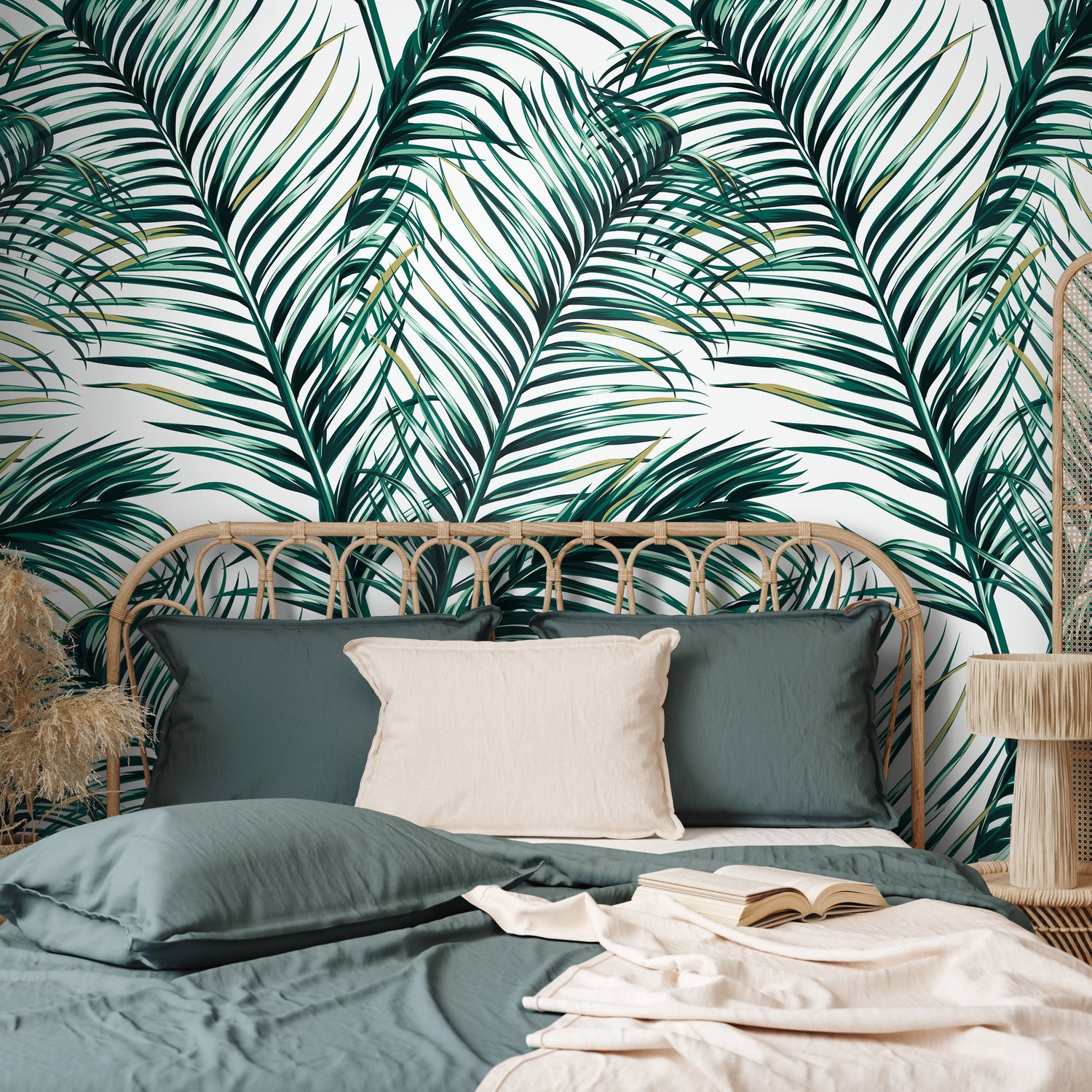 Wallpaper Peel and Stick Wallpaper Removable Wallpaper Home Decor Wall Art Wall Decor Room Decor / Tropical Leaves Palm Wallpaper - B121