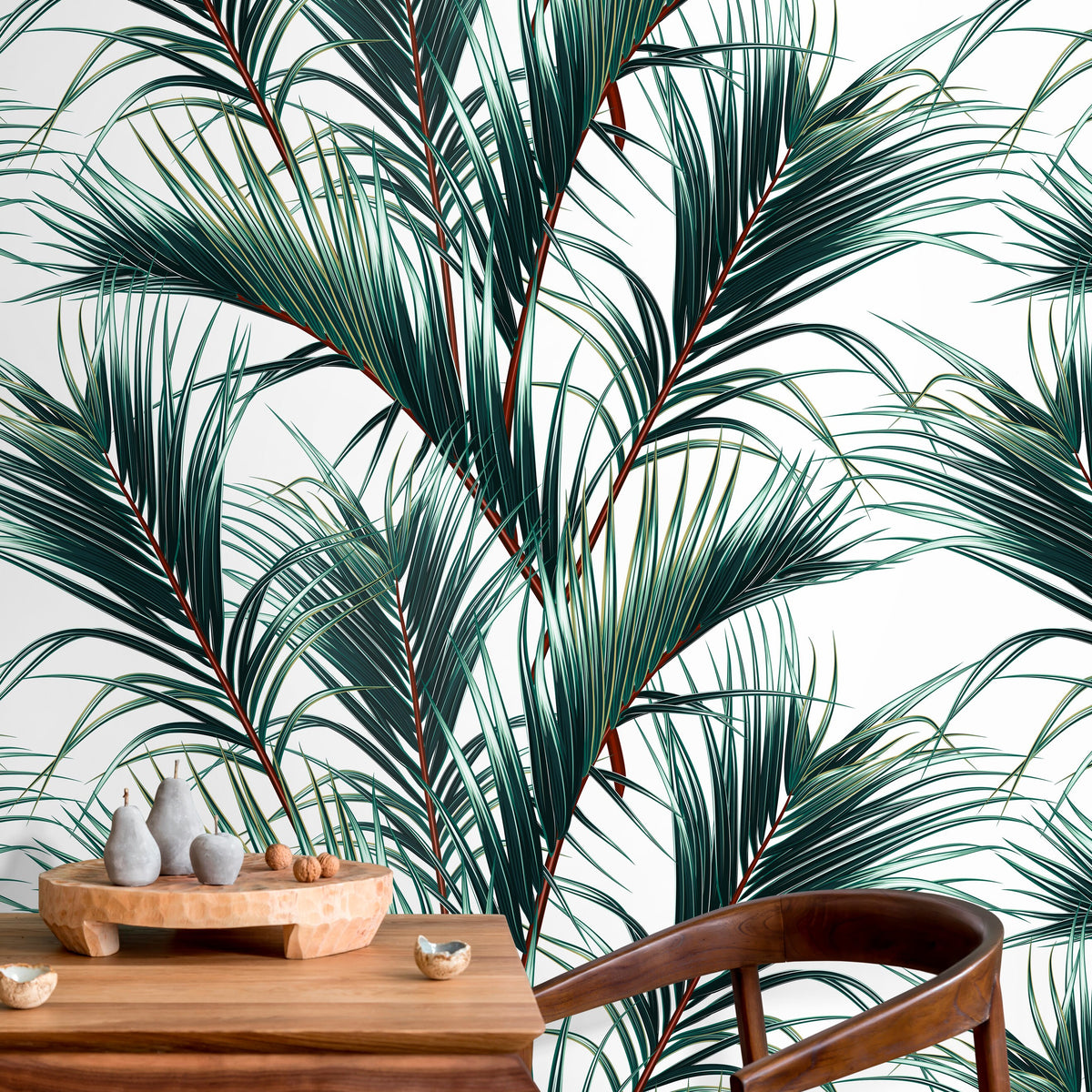 Wallpaper Peel and Stick Wallpaper Removable Wallpaper Home Decor Wall Art Wall Decor Room Decor / Tropical Jungle Leaf Wallpaper - B124