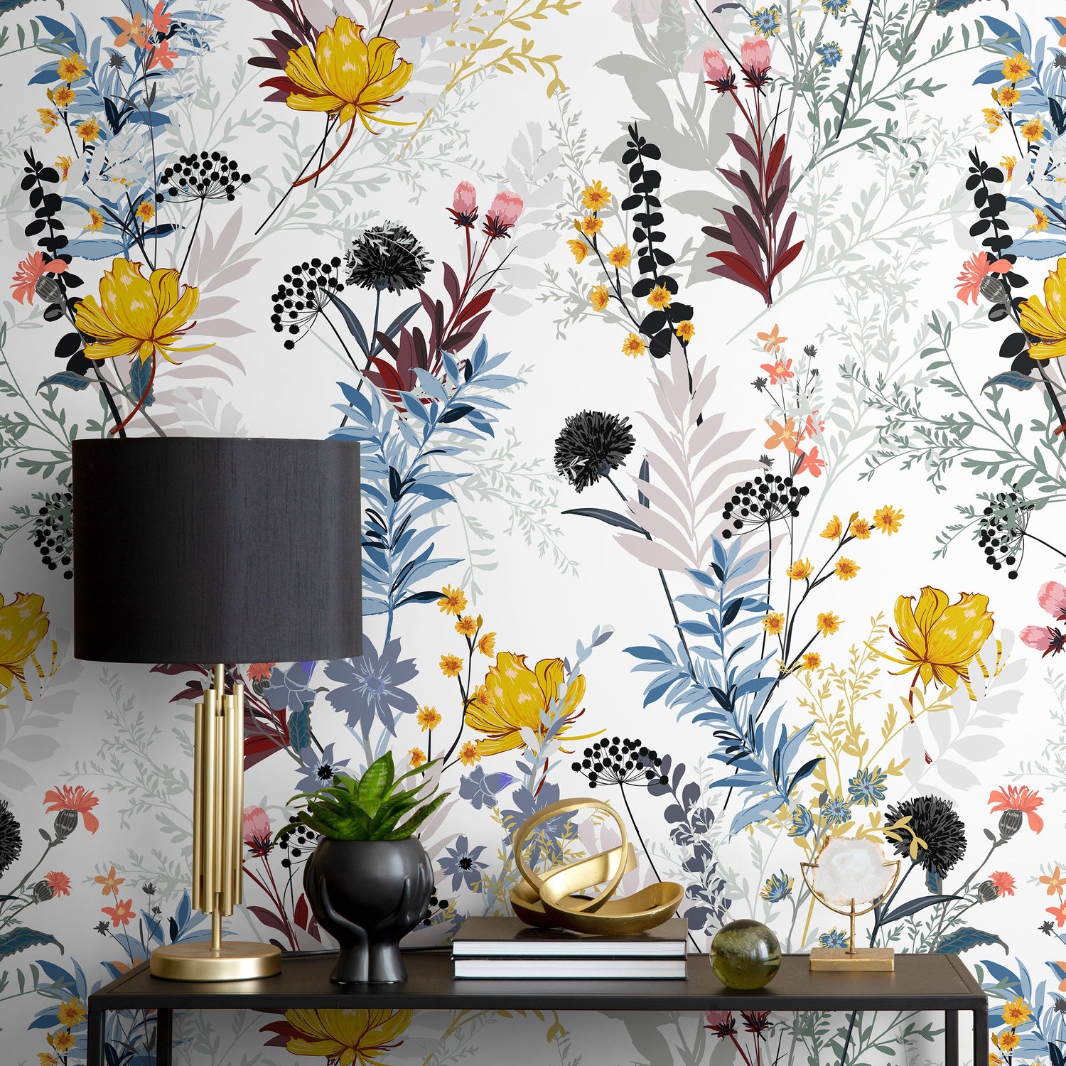 Vintage Floral Garden Wallpaper Peel and Stick and Traditional Wallpaper - B048