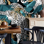 Leopard and Tropical Jungle Wallpaper Peel and Stick and Traditional Wallpaper - B537