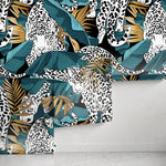 Leopard and Tropical Jungle Wallpaper Peel and Stick and Traditional Wallpaper - B537