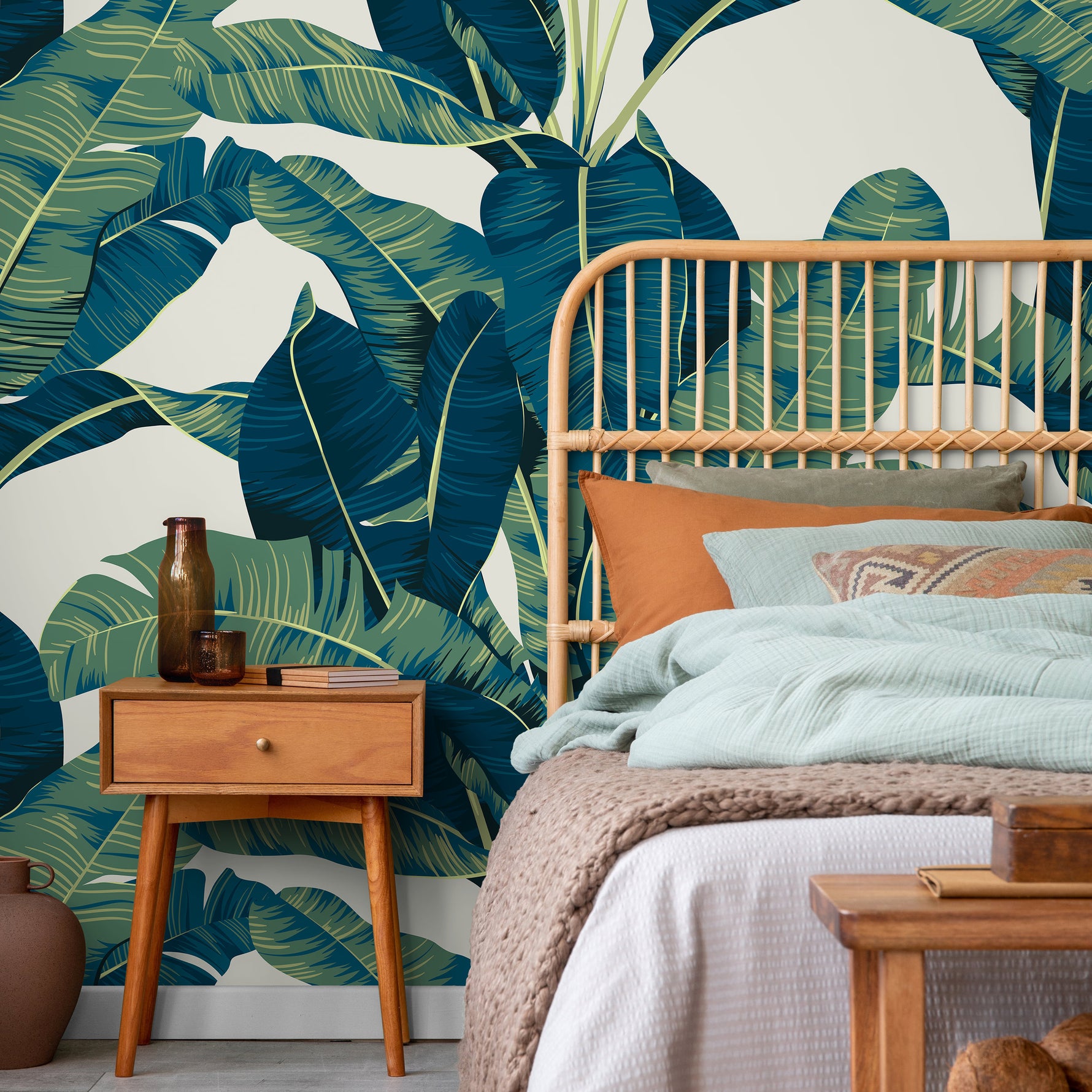 Tropical Banana Leaf Wallpaper Peel and Stick and Traditional Wallpaper - C160