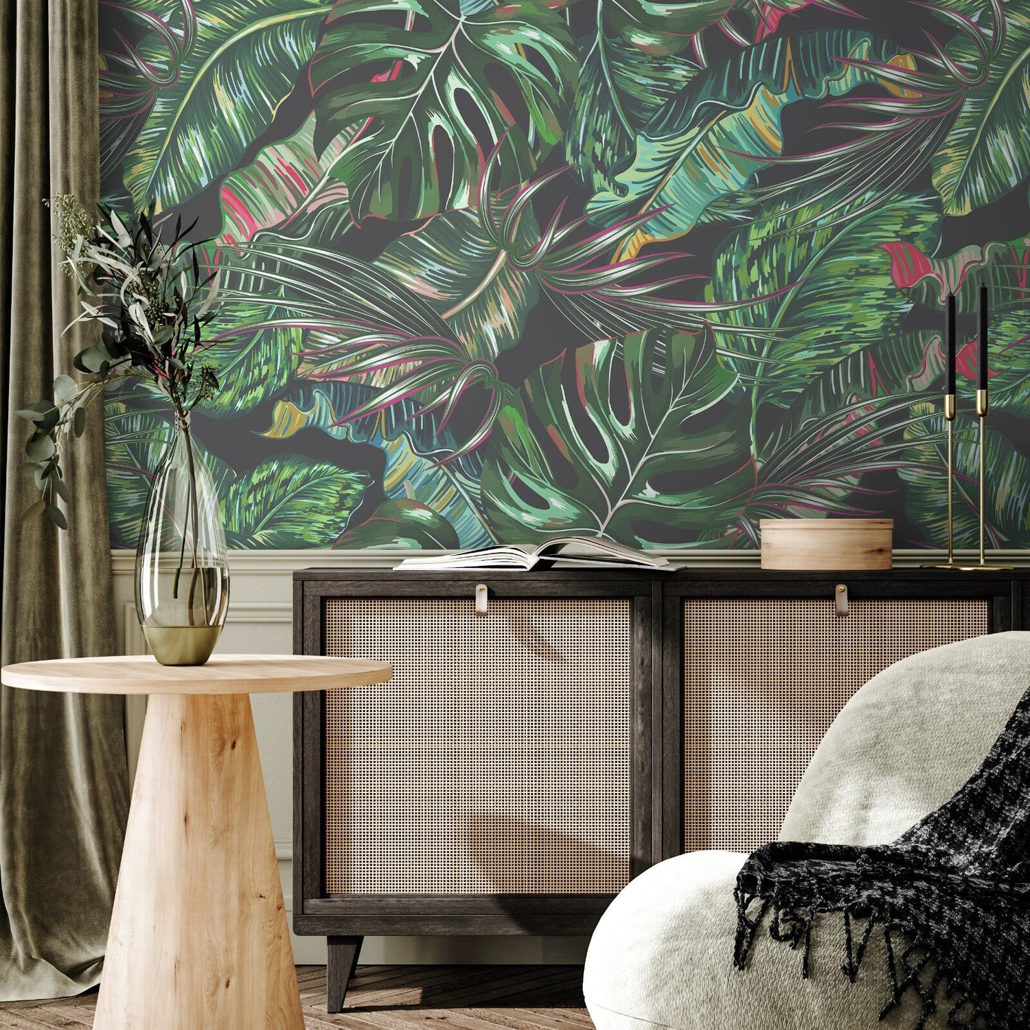 Wallpaper Peel and Stick Wallpaper Removable Wallpaper Home Decor Wall Art Wall Decor Room Decor / Tropical Leaf Wallpaper - A777