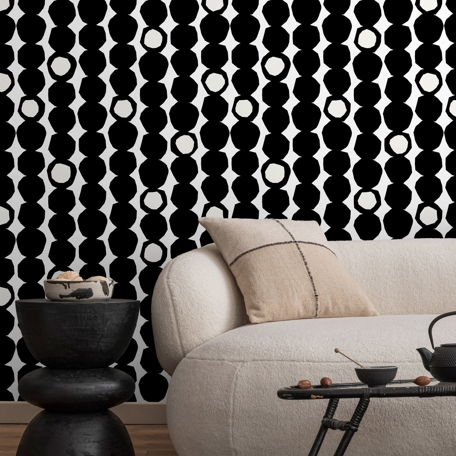 Wallpaper Peel and Stick Wallpaper Removable Wallpaper Home Decor Wall Art Wall Decor Room Decor / Black and White Dots Wallpaper - B435