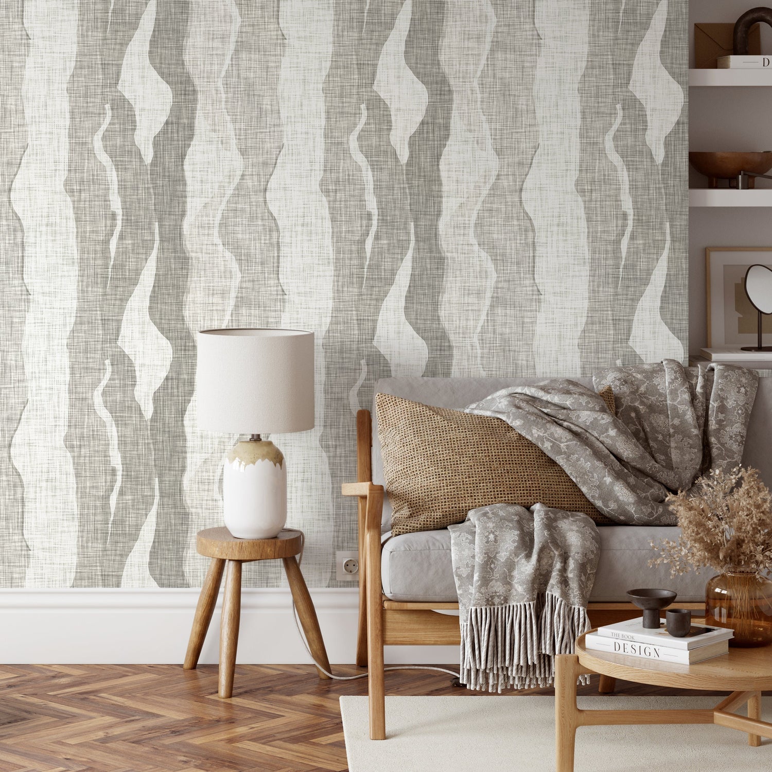 Grey Abstract Wallpaper Maximalist Wallpaper Peel and Stick and Traditional Wallpaper - D798