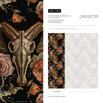 Goat Skull Wallpaper Dark Floral Wallpaper Peel and Stick and Traditional Wallpaper - D886