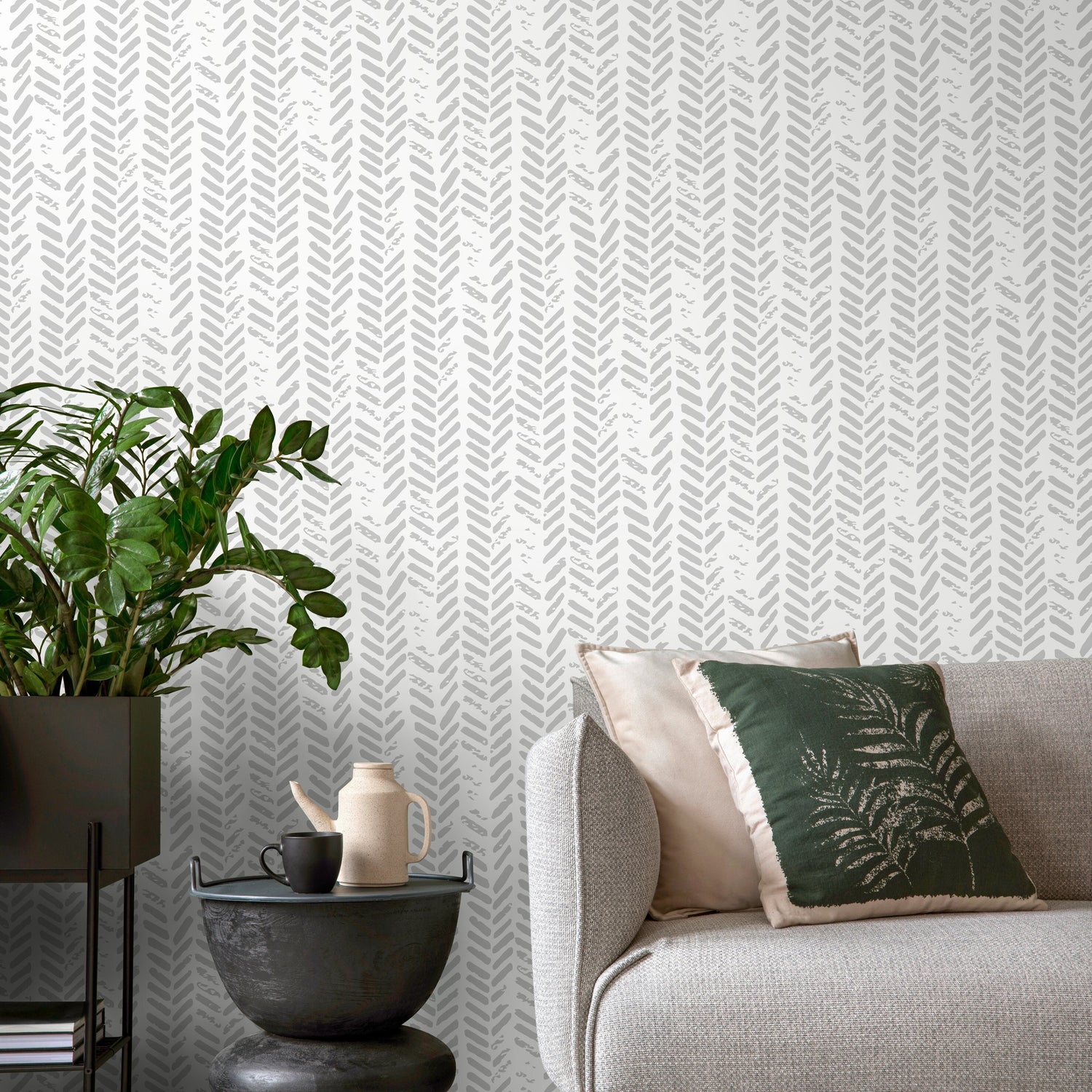 Temporary Wallpaper Removable Wallpaper Peel and Stick Wallpaper Wall Paper Wall Mural - Grunge Herringbone Wallpaper - D953