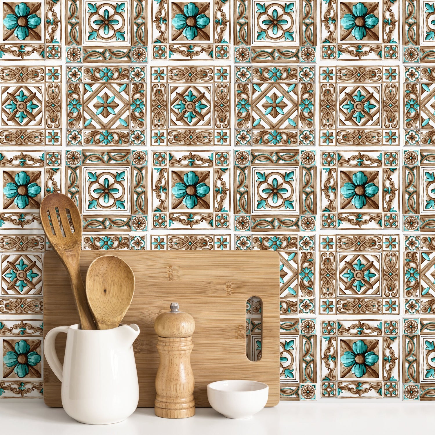 Removable Wallpaper Peel and Stick Wallpaper Wall Paper Wall Mural - Portuguese Azulejos Tile Wallpaper - Mosaic Wallpaper - D955