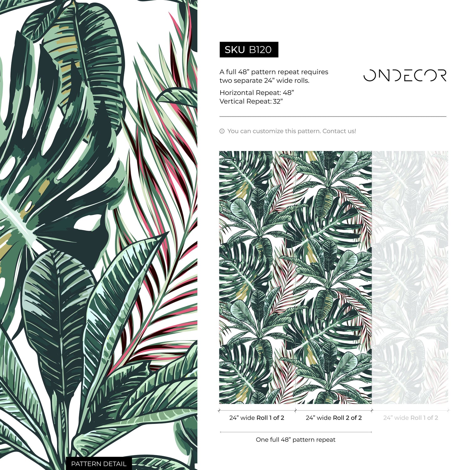 Wallpaper Peel and Stick Wallpaper Removable Wallpaper Home Decor Wall Decor Room Decor / Tropical Jungle Monstera Leaf Wallpaper - B120