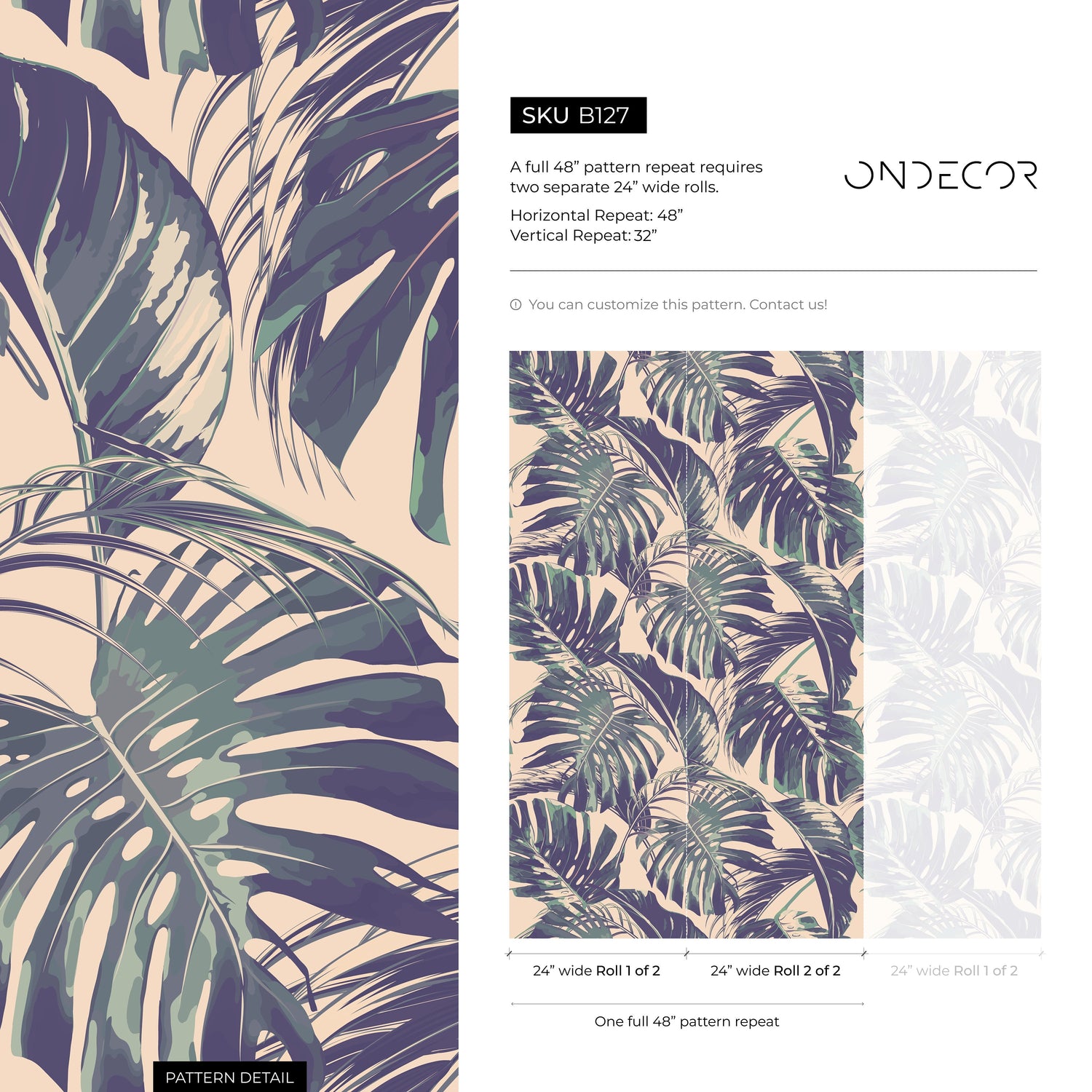 Wallpaper Peel and Stick Wallpaper Removable Wallpaper Home Decor Wall Art Wall Decor Room Decor / Tropical Monstera Leaves Wallpaper - B127