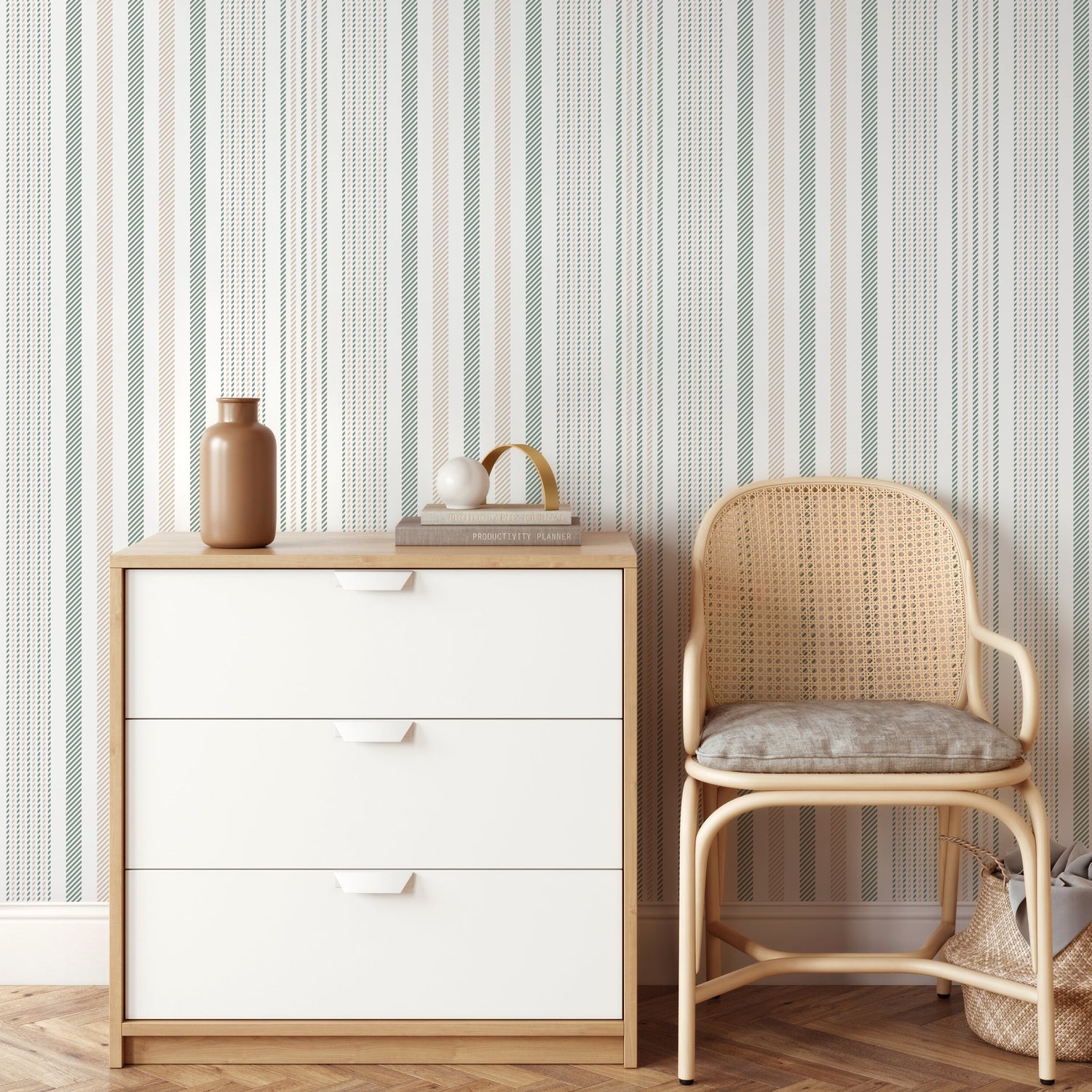 Minimalist Striped Wallpaper Farmhouse wallpaper Peel and Stick and Traditional Wallpaper - D805