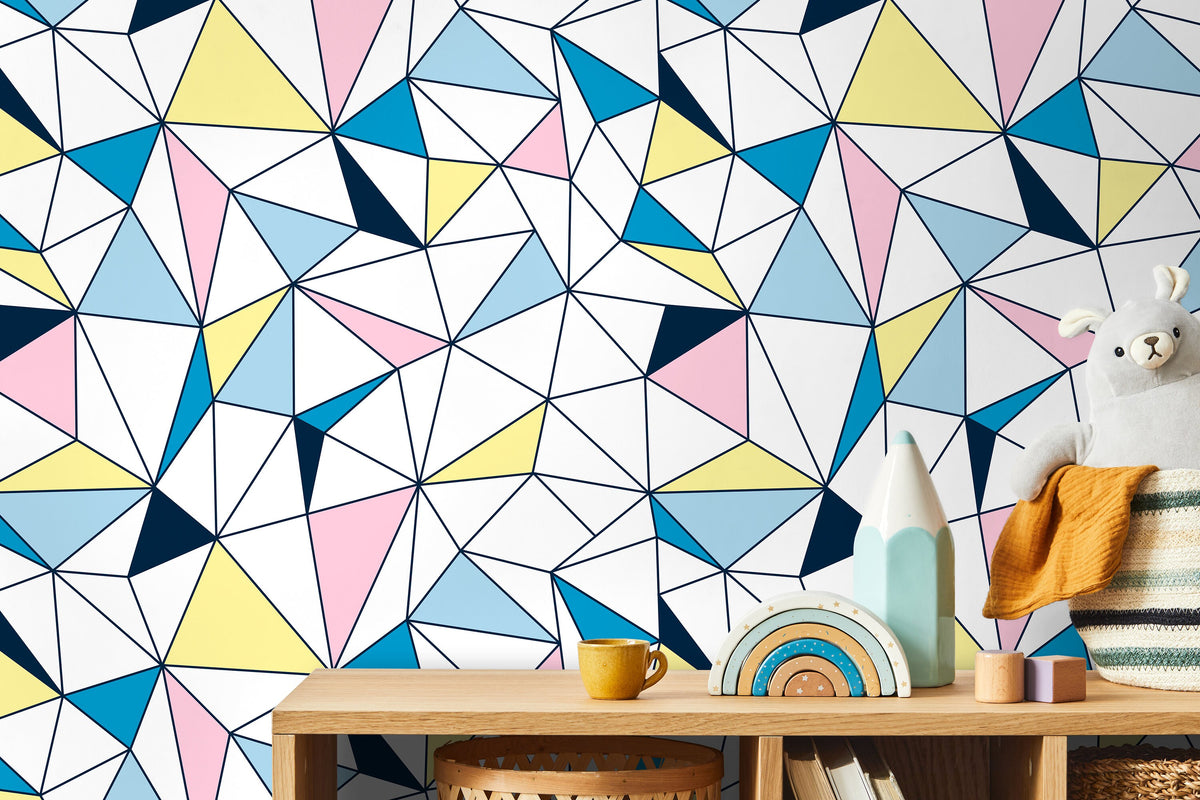 Wall Decor Wallpaper Peel and Stick Wallpaper Removable Wallpaper Home Decor Wall Art Room Decor / Colorful Triangle Wallpaper - B731