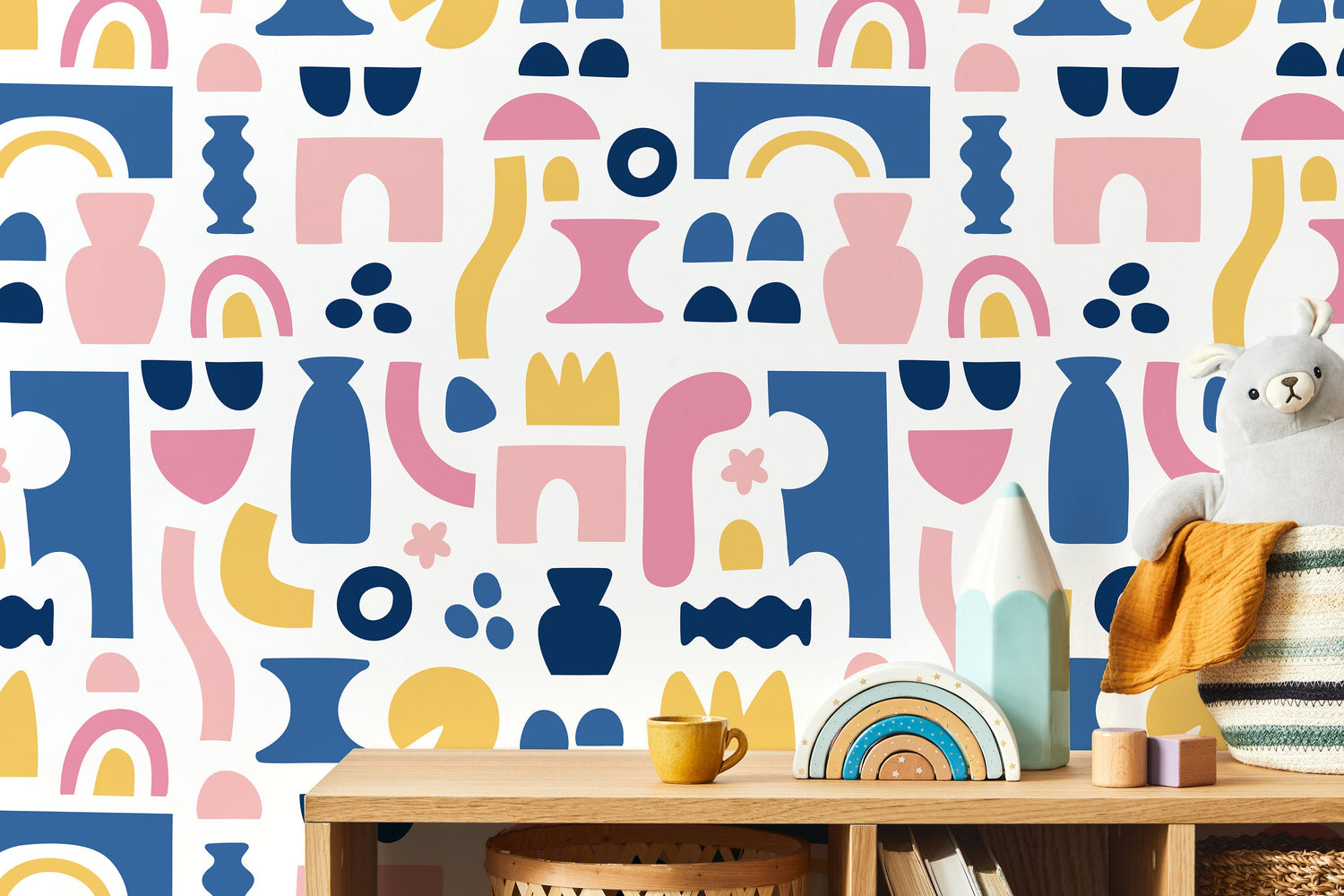 Wall Decor Wallpaper Peel and Stick Wallpaper Removable Wallpaper Home Decor Wall Art Room Decor / Abstract Shapes Wallpaper - B760