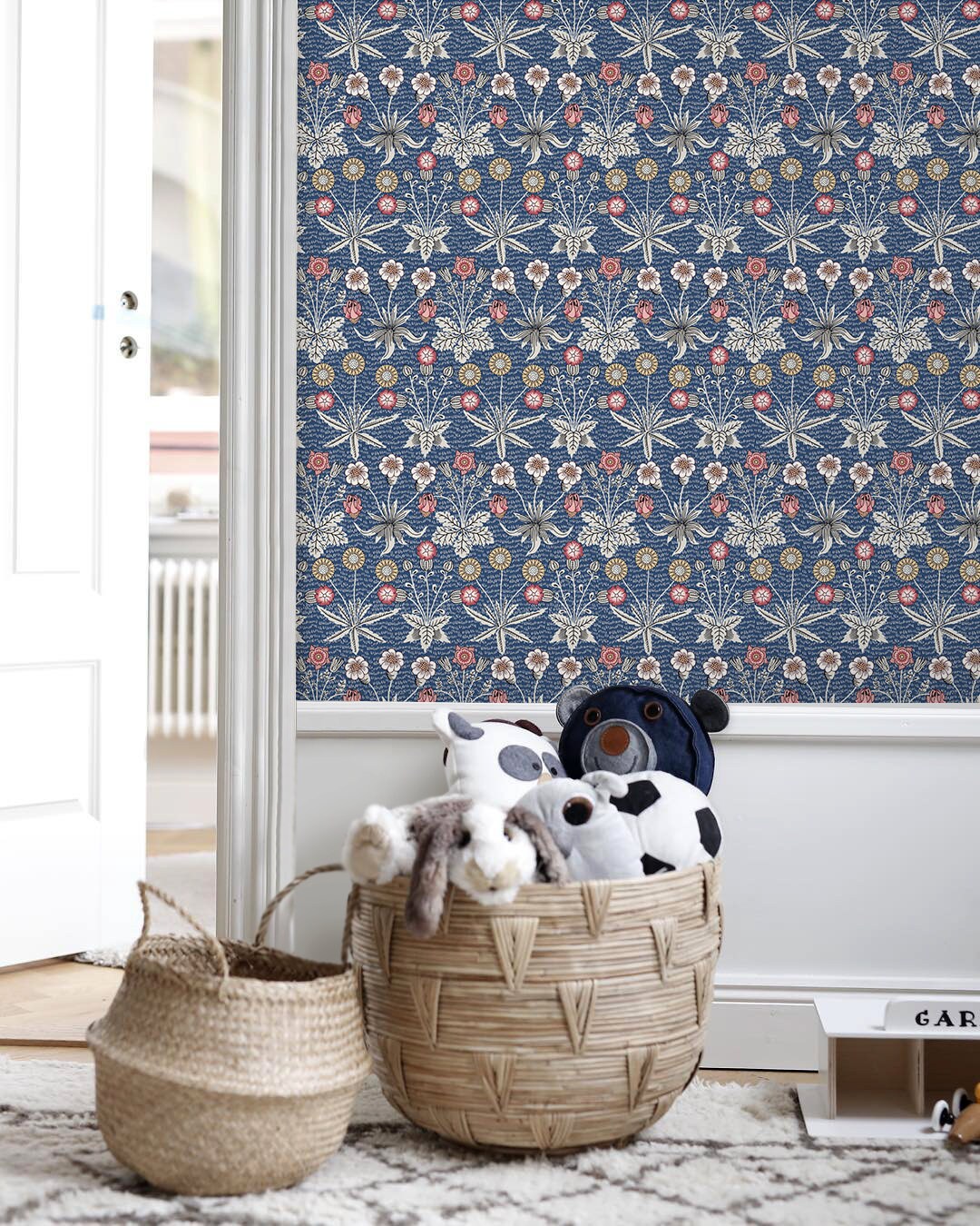 Floral Denim Charm Wallpaper - B922