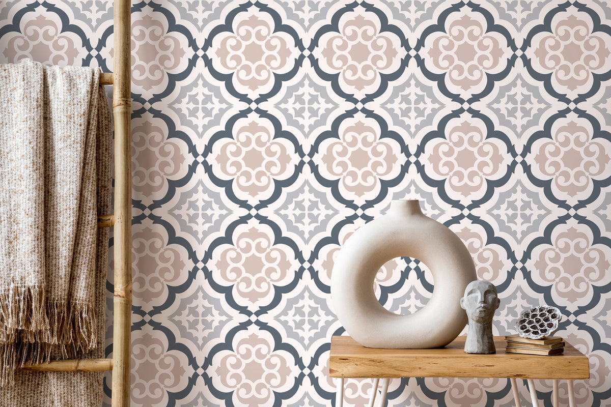 Elegant Geometric Floral Wallpaper - C165